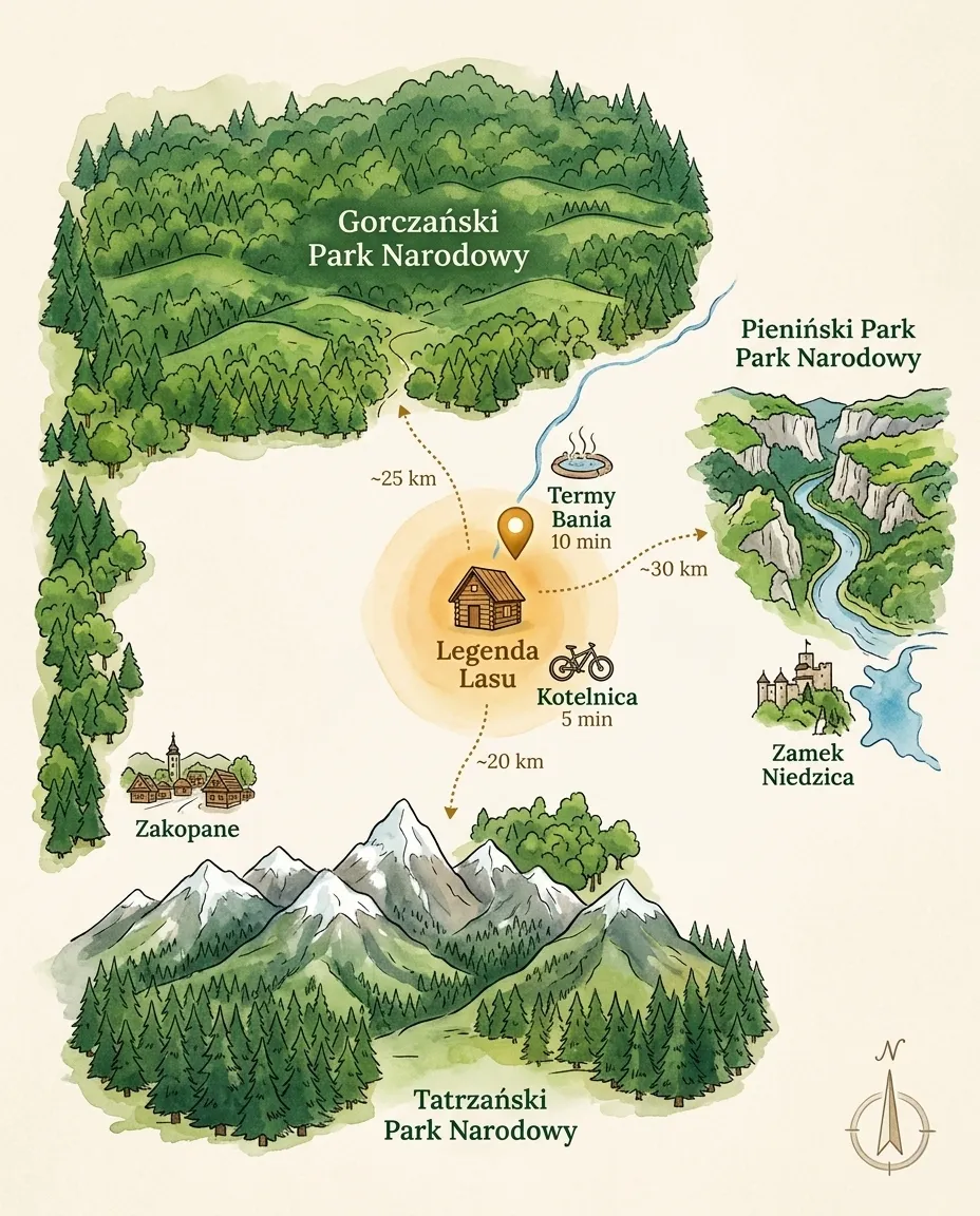 Mapa okolicy Legenda Lasu — Tatry, Gorce, Pieniny